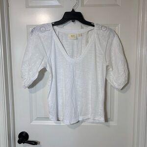 Anthropologie Maeve Bridey Embroidered Top Women’s S Boho Cotton Puff Sleeve